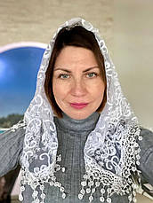 Святкова хустка Fashion Ангеліна 80*80 см біла 2, фото 4