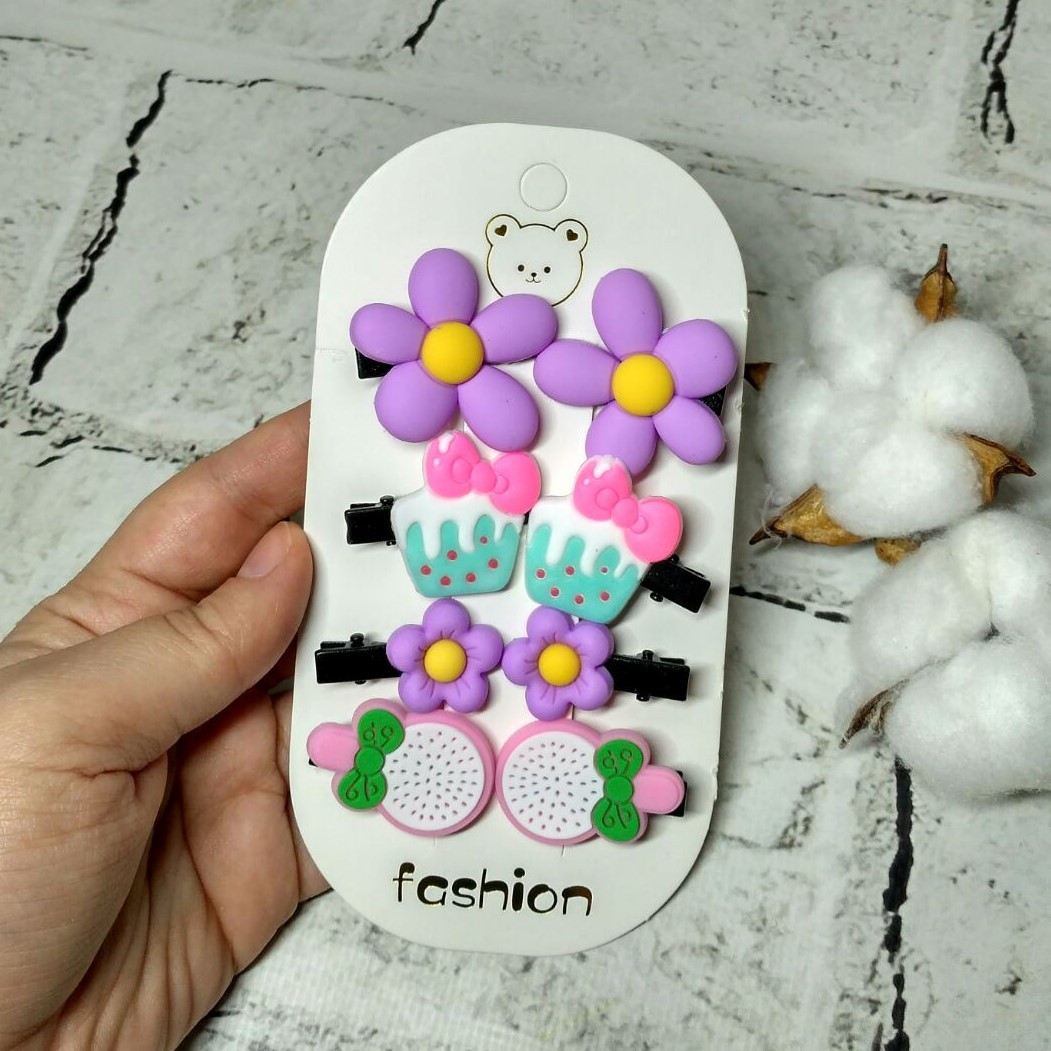 Набір дитячих шпильок затискачів для волосся для дівчинки Кексики 8 шт Бузкові 3 см BB1697-5, фото 1