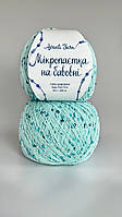 Пряжа Мікропаєтка на бавовні 3 мм - 61 м'ята, паєтка бірюзова