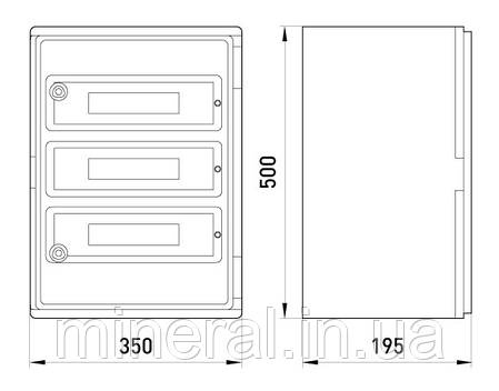 Шафа удароміцна з АБС-пластика e.plbox.350.500.195.45m.tr, 350х500х195мм, IP65 з прозорими дверцятам, фото 3