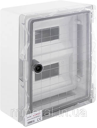 Шафа удароміцна з АБС-пластика e.plbox.250.330.130.18m.tr, 250х330х130мм, IP65 з прозорими дверцятам, фото 1