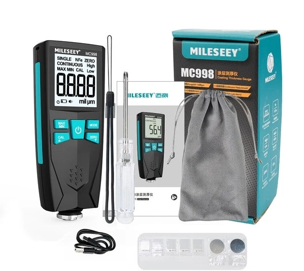 MiLESEEY MC998+ товщиномір фарби, Fe/NFe, діапазон 1500 мкм, крок зміни: 0,1мкм (АКБ)