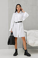 Белое хлопковое платье рубашка с рукавами Сансет размеры S-M L-XL