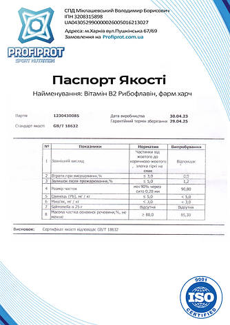 Вітамін B2 Рибофлавін Profiprot 100 г чистий порошок фарм харч, фото 2