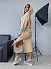 Бежевий жіночий демісезонний теплий комплект-двійка: кофта з накаткою на спині та спідниця-міді з розрізами, фото 5