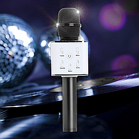 Детский Беспроводной микрофон караоке Q7 USB функцией изменения голоса в чехле PXL