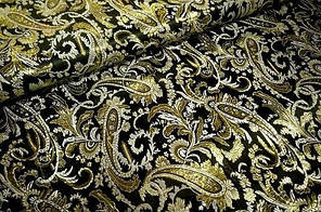 Парча Жакард чорна зі сріблом