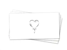 Паперовий конверт на гроші білий "Сердечко" срібне тиснення 1шт.