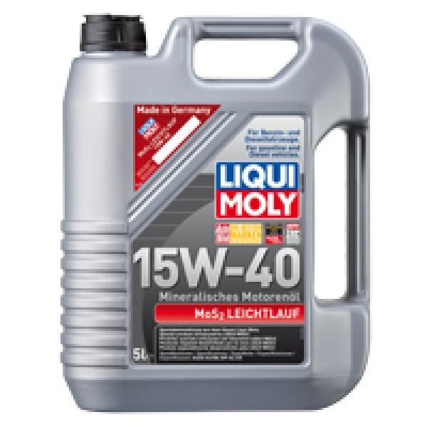Мінеральна моторна олія Liqui Moly MoS2 Leichtlauf SAE 15W40 5л(2571) Для бензинових і дизельних двигунів