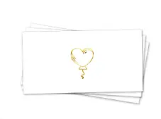 Паперовий конверт на гроші білий "Сердечко" золоте тиснення 1шт.