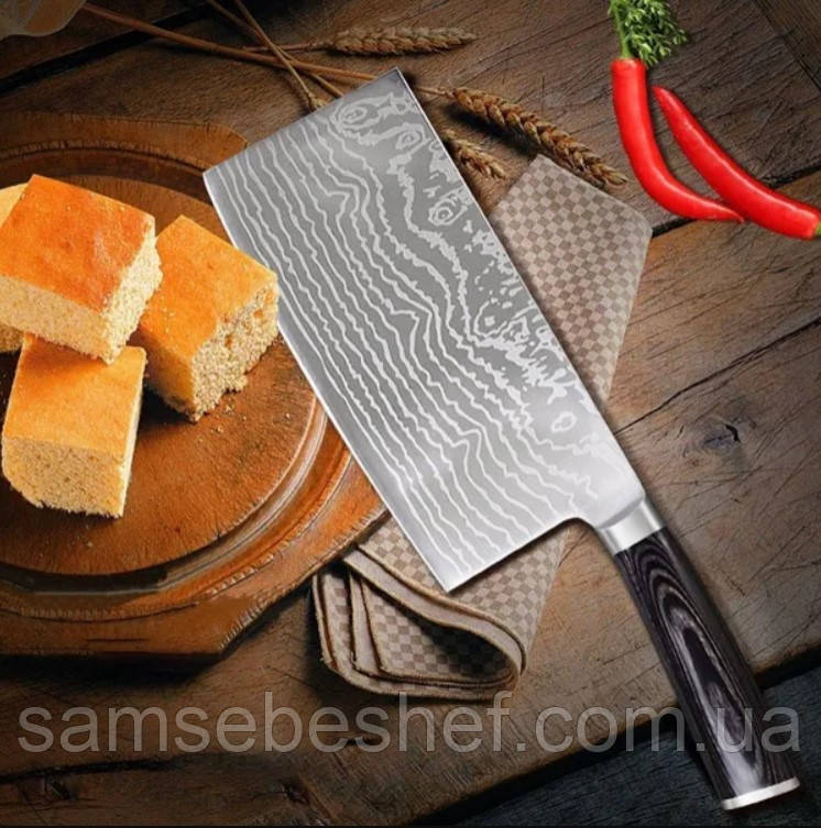 Японський ніж-топірець для нарізки м'яса і овочів 175 мм Цай Дао