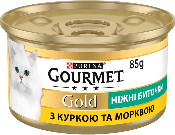 Влажный корм для кошек Purina Gourmet Gold Нежные биточки с курицей и морковью 85 г - фото 1 - id-p2090729313