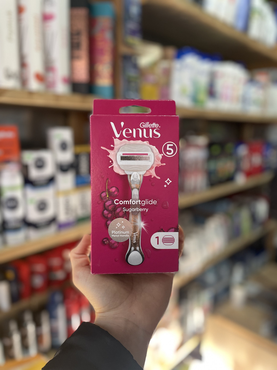 Бритва з 1 змінною касетою Gillette Venus Comfortglide Sugarberry Цукрова ягода, фото 1