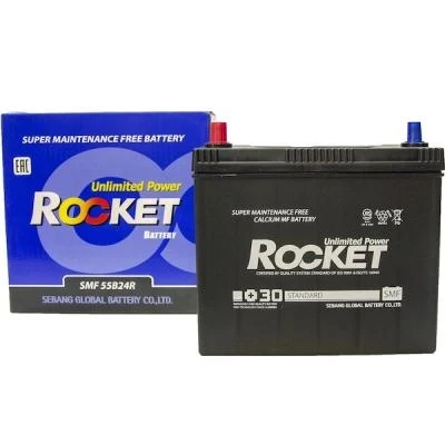 Акумулятор автомобільний ROCKET 45 Ah ASIA (+/-) (410CCA) 55B24R без нижн. бурта тонка клема Honda, фото 1