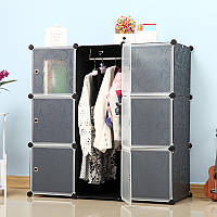 Пластиковый шкаф для одежды модульный компактный DIY storge органайзер для хранения вещей Черный PXL