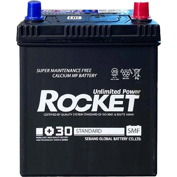 Акумулятор автомобільний ROCKET 40 Ah ASIA (-/+) (340CCA) 42B19LS без нижн. бурт товста клема Matiz