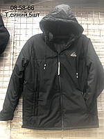 Мужская куртка демисезонная батальная прямая с капюшоном ADIDAS размер 58-66,цвет темно-синий