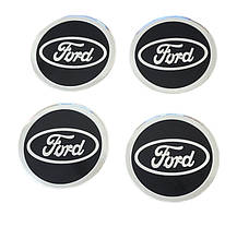Наліпки на ковпачки, заглушки, наліпки на диски Ford Форд 60 мм чорний 4 шт