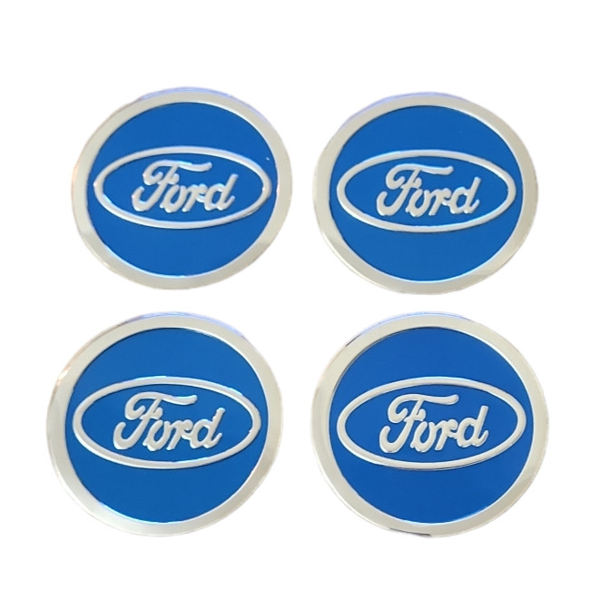 Наклейки на ковпачки, заглушки, наклейки на диски Ford Форд  60 мм сині 4 штуки