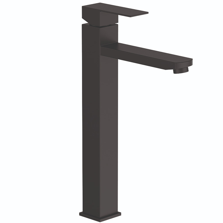 Змішувач для умивальника із високим виливом ZERIX KUB-001-High чорний нержавіюча сталь 196475 ZX4846, фото 1