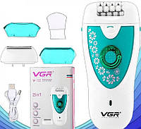 Епілятор VGR V-722 GREEN (акумуляторний, 2 швидкості, 32 пінцети, з насадками), фото 3