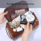 Чоловіча косметичка/несесер для душу дорожня LEATHER BAG з екошкіри коричнева (GS-130317), фото 2