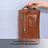 Чоловіча косметичка/несесер для душу дорожня LEATHER BAG з екошкіри коричнева (GS-130317), фото 4