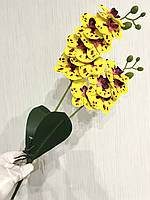 Штучна орхідея з латексу з листиками та корінцями (55 см)