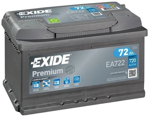 Акумулятор автомобільний EXIDE PREMIUM 72 Ah (R+) (720À) EA722
