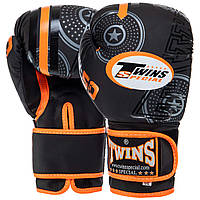 Перчатки боксерские TWINS, 10-12 унций,цвета в ассортименте - Черный-оранжевый, 12 унций