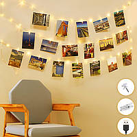 Litogo Photo Clips Сказочные огни, 5 м 60 светодиодных USB Fairy Lights для украшения комнаты Фотографии Сказо