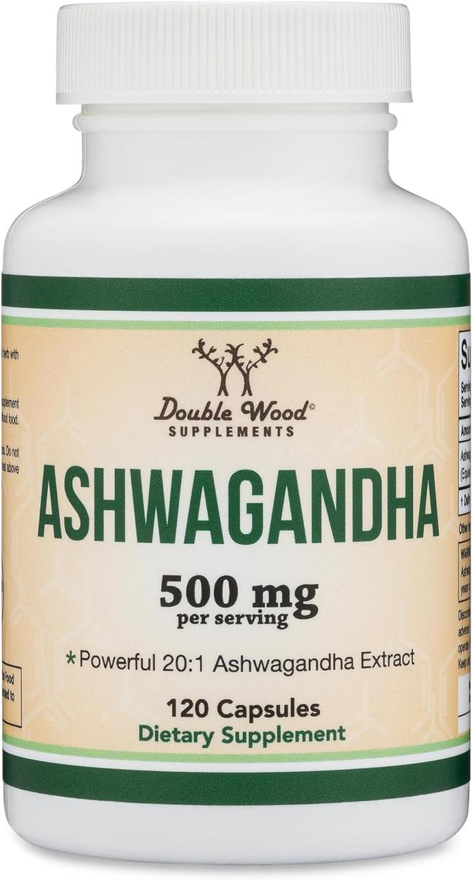 Екстракт ашваганди Double Wood Supplements Ashwagandha 20:1 Extract 500 mg 120 capsules, фото 1