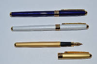Ручка металлическая перьевая BAIXIN FP-920 (белый, синий, золото)
