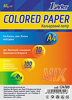Папір офісний кольоровий A4 насичений 100 аркушів (10*10 цв) Leader