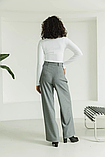 Кашемірові широкі жіночі брюки кльош із високою талією 42-52 розміри різні кольори сірі, фото 2