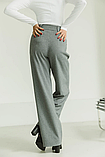 Кашемірові широкі жіночі брюки кльош із високою талією 42-52 розміри різні кольори сірі, фото 3