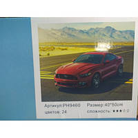 Картина-раскраска по номерам на холсте 40*50 РН9460 Красная машина (н-р акр.красок+3 кисти)