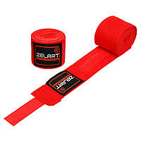 Бинты боксерские хлопок-эластан ZELART (4 метра) цвета в ассортименте - Красный