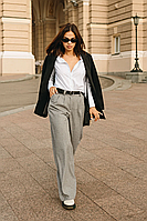 Кашемировые широкие женские брюки клеш с высокой талией 42-52 размеры разные цвета серые 46