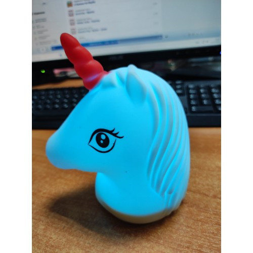 Декоративний LED світильник нічник 018 Єдиноріг сенсорна, силіконова USB, фото 1