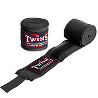 Бинты боксерские хлопок с эластаном TWINS (4метра) цвета в ассортименте - Черный