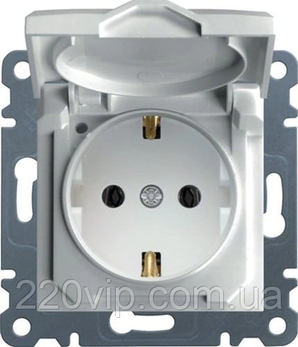 Розетка із заземленням і кришкою LUMINA білий, HAGER WL1150, 16 А/230В, фото 1