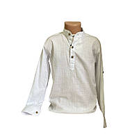 Рубашка стойка лён для мальчика размер 146 (05750-146)