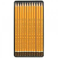 Набір простих олівців 12 шт. Koh-i-noor (2*НВ+2*2Н+2*3Н+2*2В+2х2В+2*3В) заточені