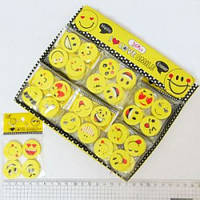 Ластик L3709/1837L Смайлики 4 шт./в ОРР 2,5 см мікс