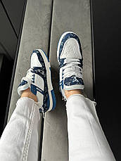 Жіночі кросівки Louis Vuitton LV Trainer White Blue 1A9JGZ, фото 3