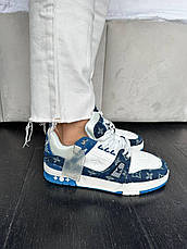 Чоловічі кросівки Louis Vuitton LV Trainer White Blue 1A9JGZ, фото 3