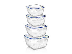 Набір пл. конт. з кр. герметичних квадр. 4 пр. (500 мл, 900 мл, 1500 мл,2400 мл) ТМ ASUDE PLASTIK