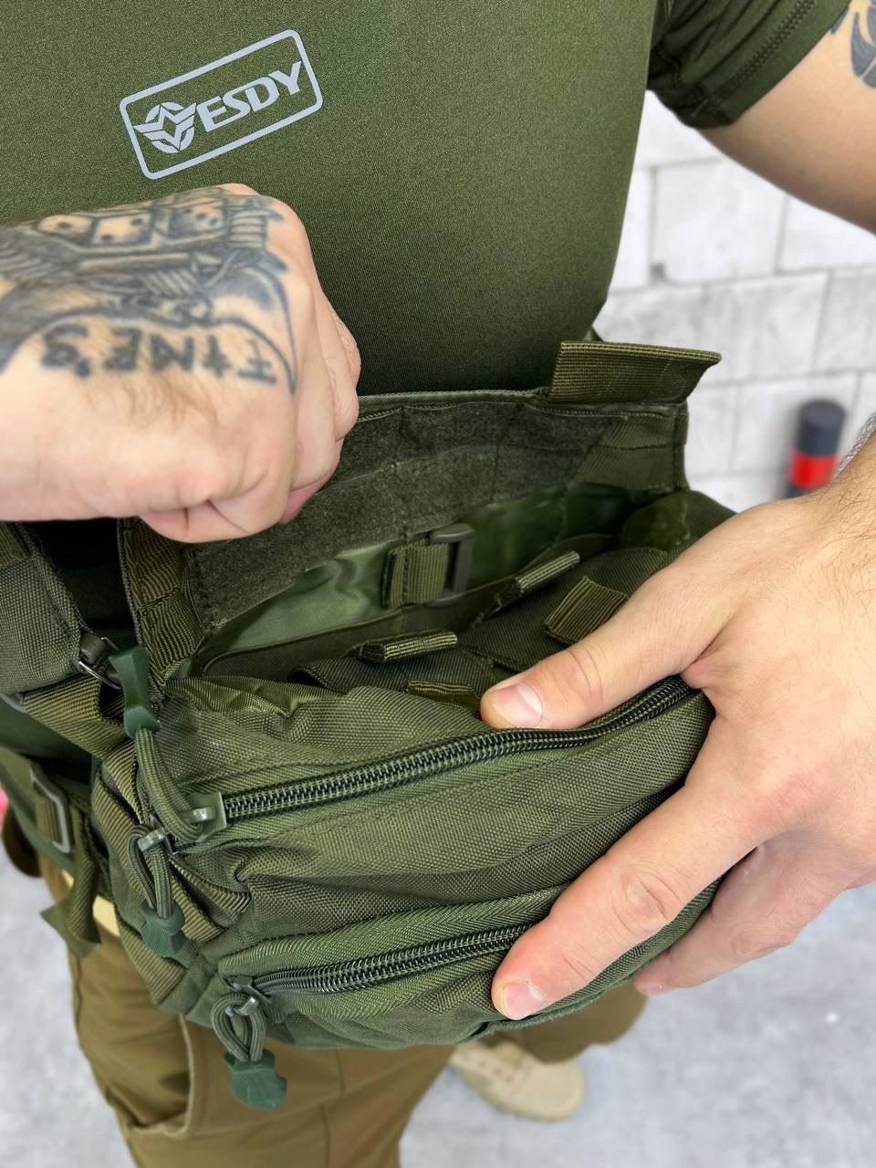 Поясная сумка оливковая военная Frein, тактическая сумка с Velcro-липучками и системой Молли - фото 6 - id-p2090801010