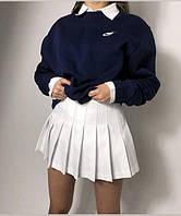 Женская плиссированная юбка-шорты, 40, 42, 44, черный, белый, костюмка. 40, Белый